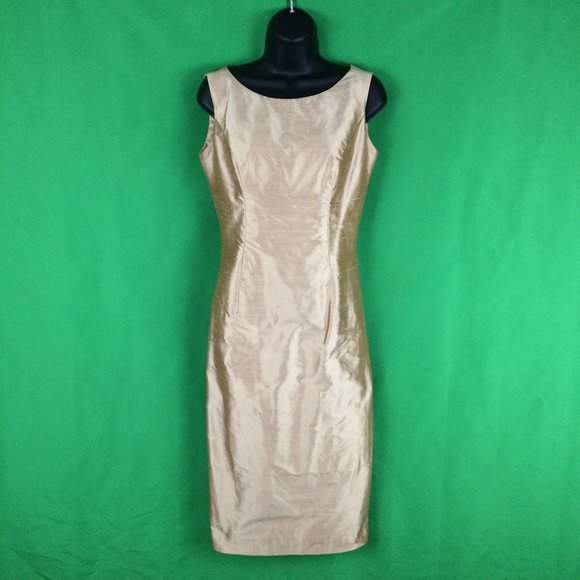 Nikolia Maids Gold Wiggle Dress, 34 Bust 27 waist - Picture 1 of 5